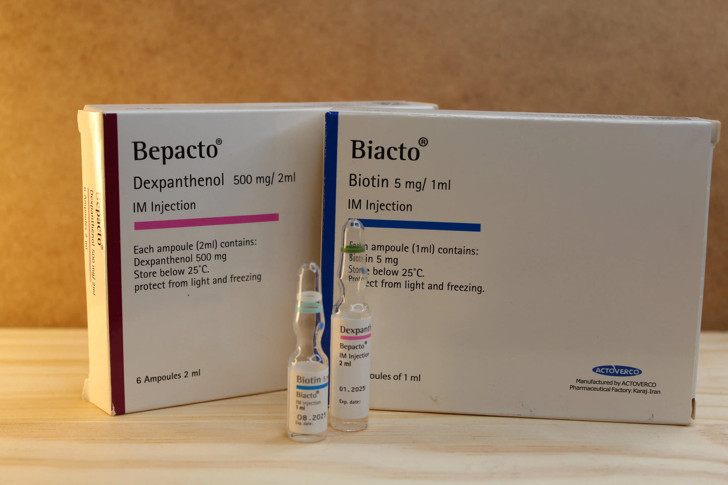 Dexpanthenol 500 mg/2 ml & Biotin 5 mg/1 ml&nbsp; ACTOVERCO