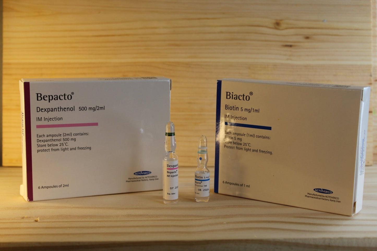 Biotin 5mg/1ml x 6 Ampoules and Dexpanthenol 500mg/2ml x 6 Ampoules Bundle IM Sanam Aesthetic