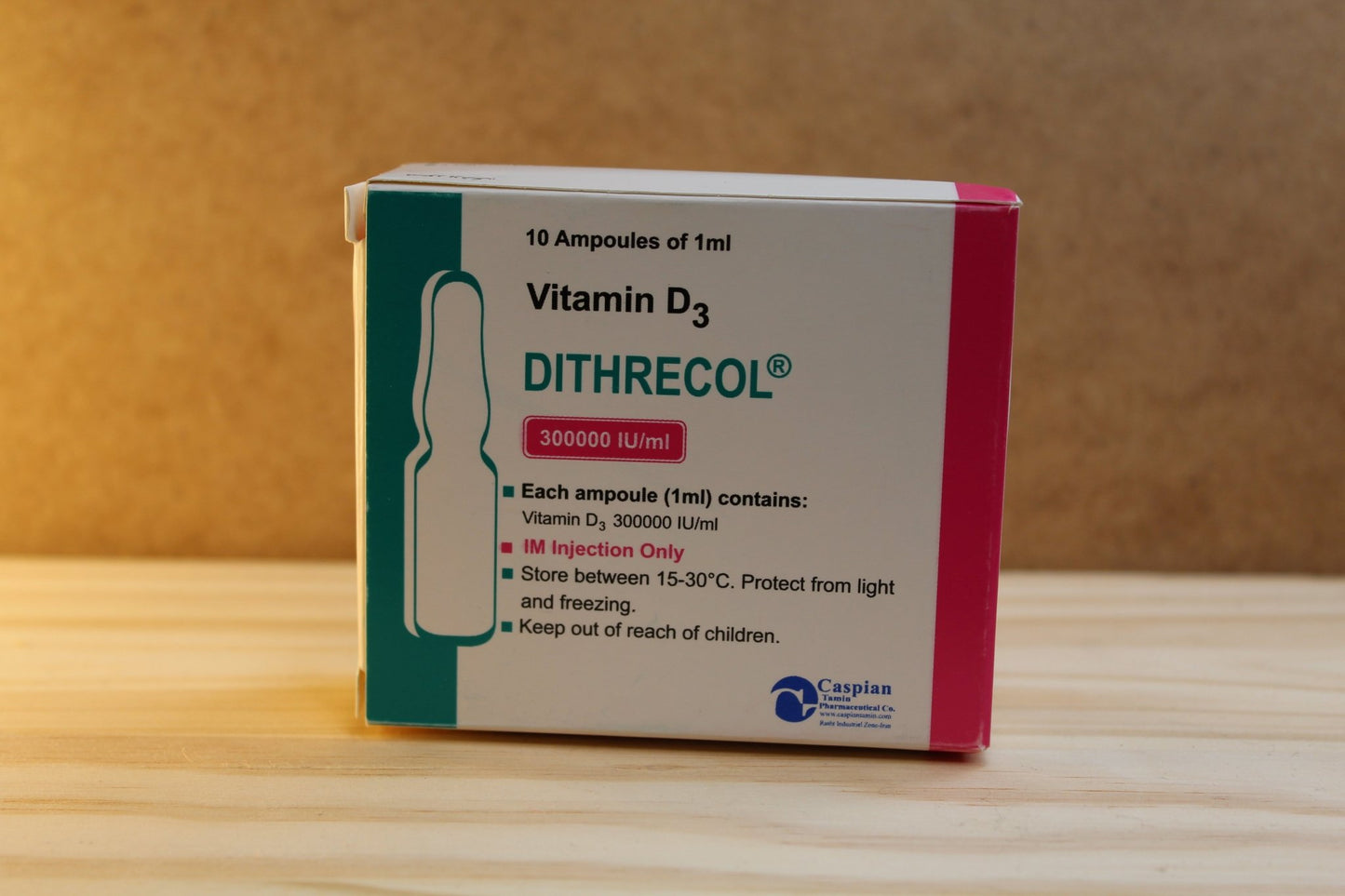 Dithrecol Vitamin D3 1ml x 10 300.000 IM I.U./ml Ampul Caspian Tamin Pharmaceuticals Co.