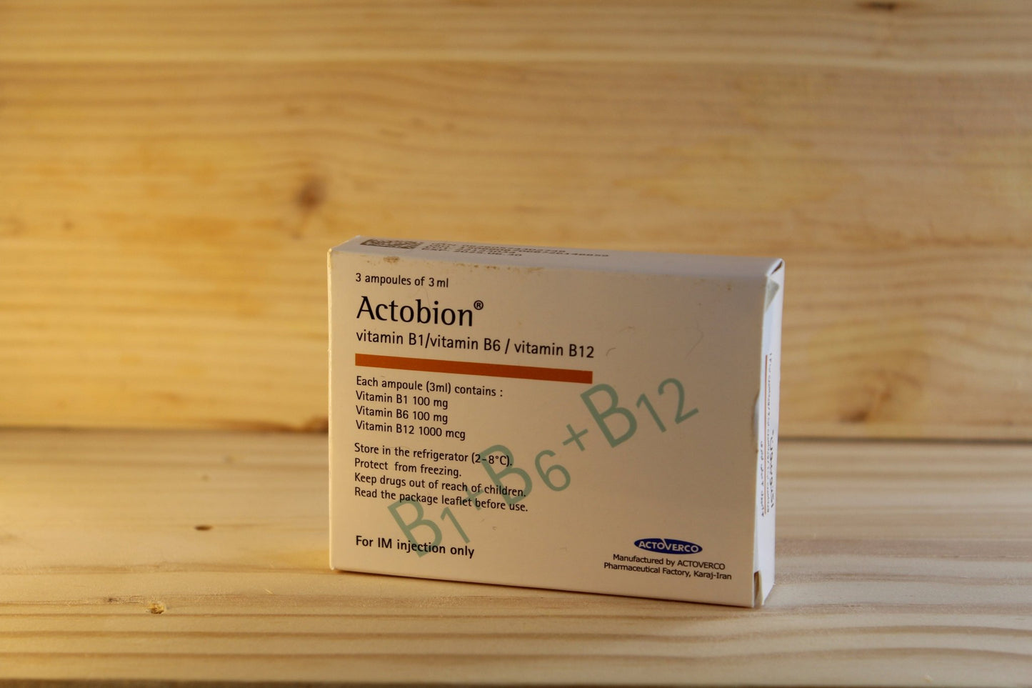 Vitamin B1, B6, B12 3ml Ampoules IM ACTOVERCO