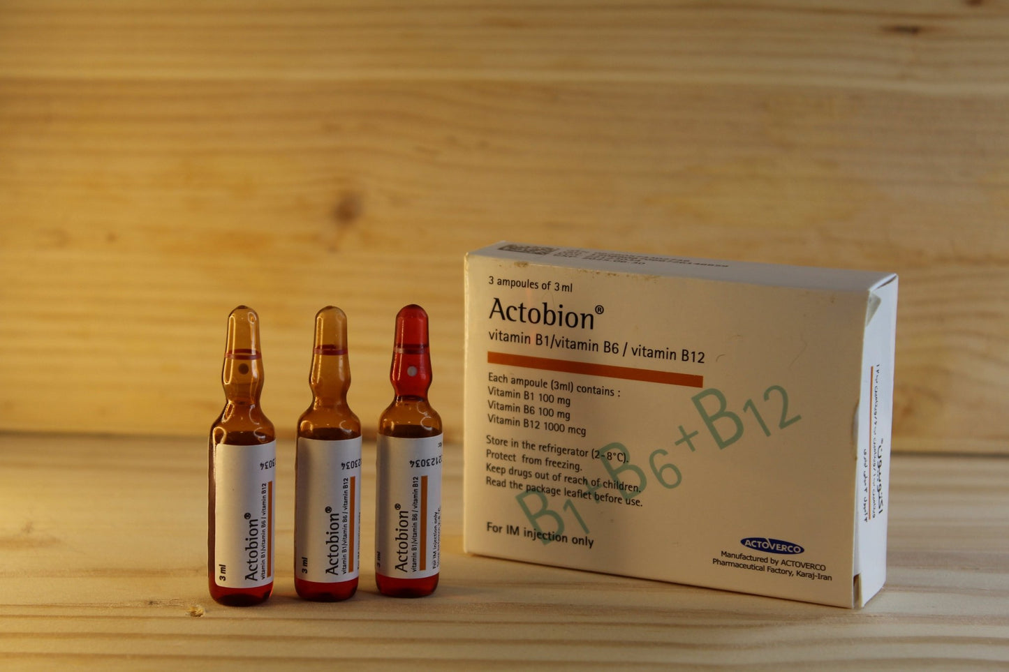 Vitamin B1, B6, B12 3ml Ampoules IM ACTOVERCO